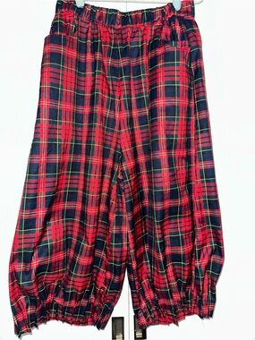 Red Plaid Culottes Pants - Comfortable easy pants